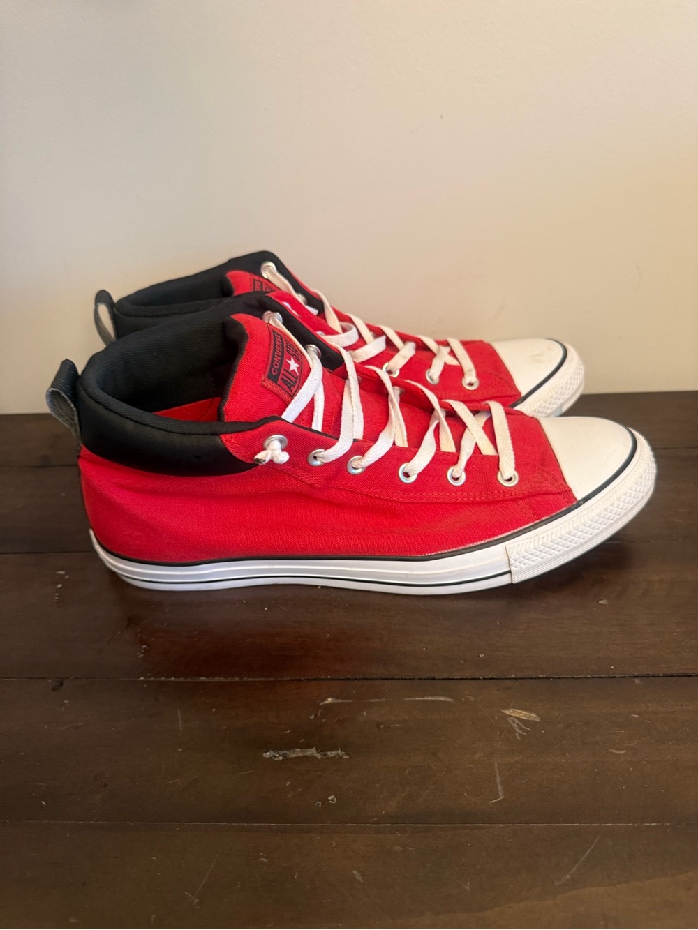 Converse All Star Red Black Padded Collar High Top Sneakers Men’s 12